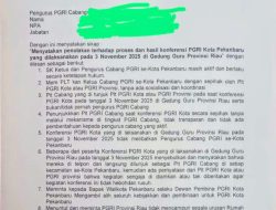 Mekanisme Pemilihan Ketua PGRI Pekanbaru Diatur Secara Sistematis dan Teratur Oleh Ketua PGRI Riau, 11 Pengurus Cabang yang Aktif Menyatakan Sikap