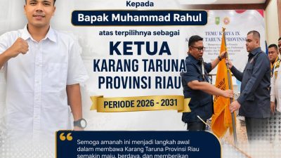 BPK ISMEI Ucapkan Selamat, M. Rahul Resmi Jadi Nahkoda Baru Karang Taruna Provinsi Riau