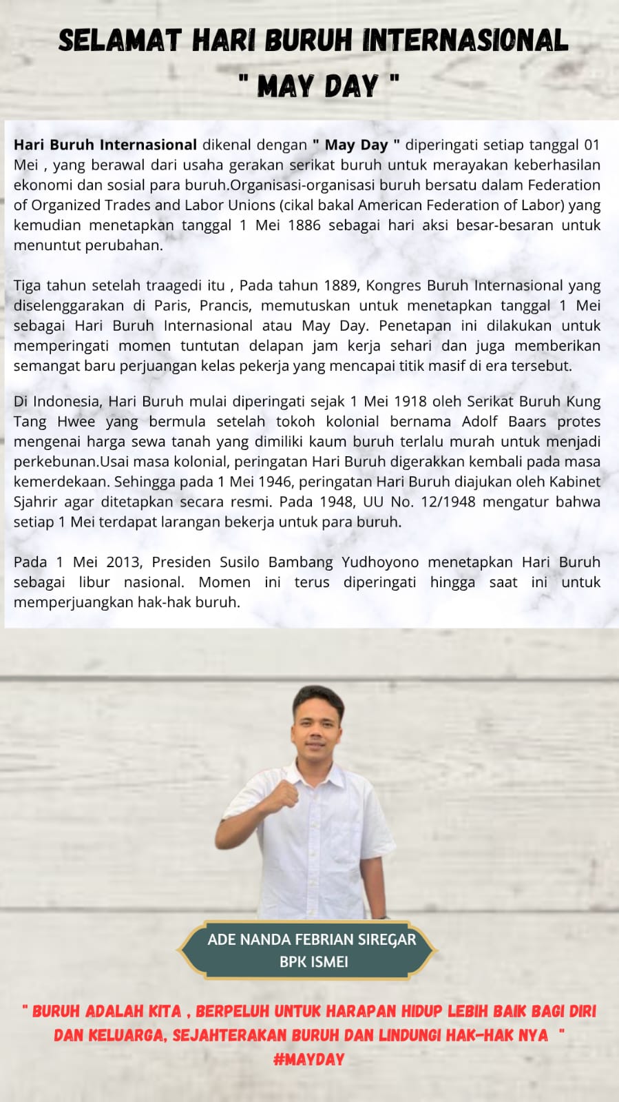 Selamat Hari Buruh Internasional 1 Mei 2026