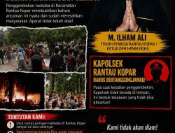 M. Ilham Ali selaku Tokoh Pemuda Rantau Kopar Desak Penanganan Serius Pasca Penggerebekan Narkoba di Kecamatan Rantau Kopar.