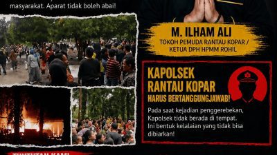 M. Ilham Ali selaku Tokoh Pemuda Rantau Kopar Desak Penanganan Serius Pasca Penggerebekan Narkoba di Kecamatan Rantau Kopar.