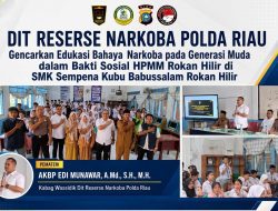 Dit Reserse Narkoba Polda Riau Gencarkan Edukasi Bahaya Narkoba pada Generasi Muda dalam Bakti Sosial HPMM Rokan Hilir di SMK Sempena Kubu Babussalam Rokan Hilir
