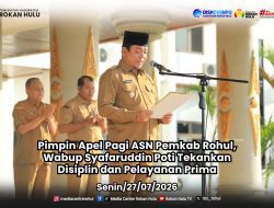 *Pimpin Apel Pagi ASN Pemkab Rohul, Wabup Syafaruddin Poti Tekankan Disiplin dan Pelayanan Prima*