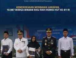 Semarak HUT ke-81 RI, Rutan Pekanbaru Gelar Upacara Kemerdekaan, Serahkan Remisi kepada 1.229 Narapidana dan Anugerahkan Satyalancana Karya Satya