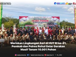 Wariskan Lingkungan Asri di HUT RI ke-81, Pemkab Dan Polres Rohul Gelar Gerakan Masif Tanam 10.001 Pohon